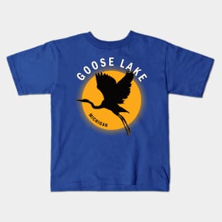 Goose Lake in Michigan Heron Sunrise Kids T-Shirt